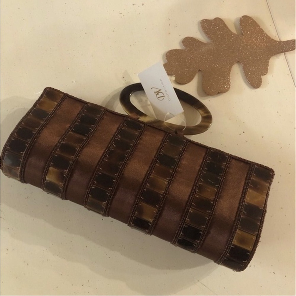 Dolce Vita Luxury Textured Clutch TORTOISE HANDLE Brown Handbag 2026FashionTrend